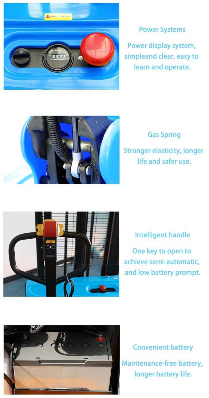 Ηλεκτρικό Περπατητή φορτηγό παλέτες Stacker 1,5 τόνους ύψος ανύψωσης 3000mm 1