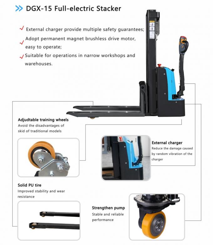 Περπατητής Stand On Pallet Stacker πλήρης ηλεκτρική παλέτα stacker φθάσει walkie stacker 0
